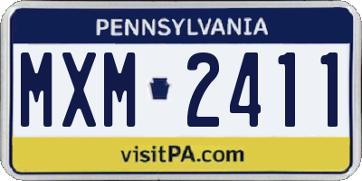 PA license plate MXM2411