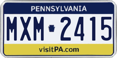 PA license plate MXM2415