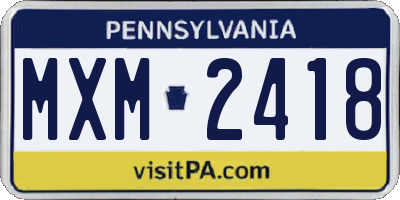 PA license plate MXM2418