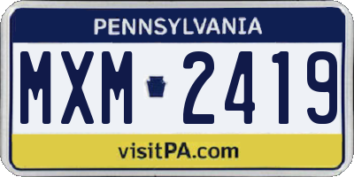 PA license plate MXM2419