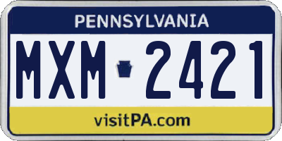 PA license plate MXM2421