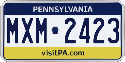 PA license plate MXM2423