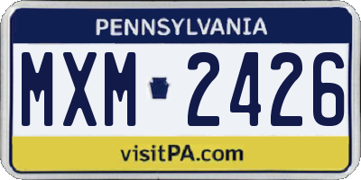 PA license plate MXM2426