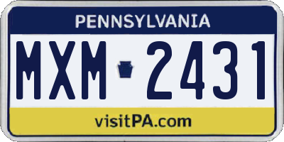 PA license plate MXM2431