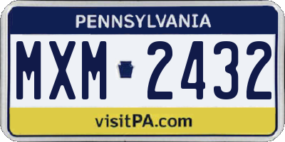 PA license plate MXM2432