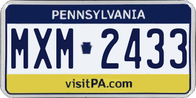 PA license plate MXM2433