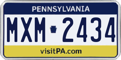 PA license plate MXM2434