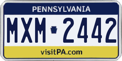 PA license plate MXM2442