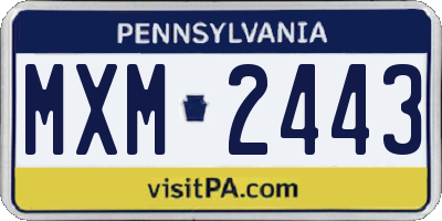 PA license plate MXM2443