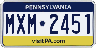 PA license plate MXM2451