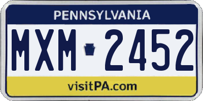 PA license plate MXM2452