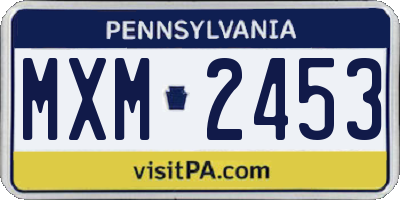PA license plate MXM2453