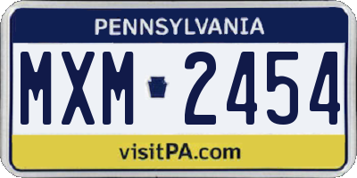 PA license plate MXM2454