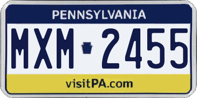 PA license plate MXM2455