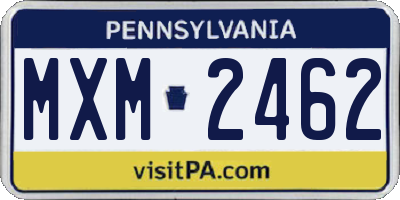 PA license plate MXM2462