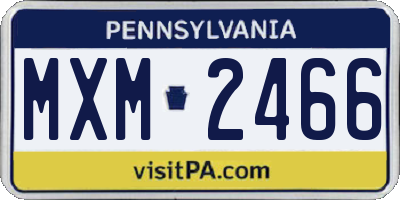 PA license plate MXM2466