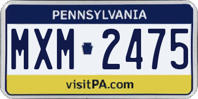 PA license plate MXM2475