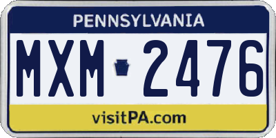 PA license plate MXM2476