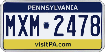 PA license plate MXM2478