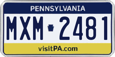 PA license plate MXM2481