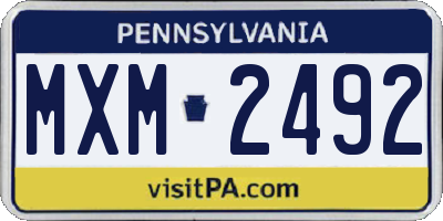 PA license plate MXM2492