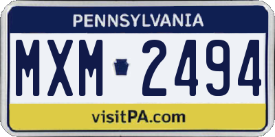 PA license plate MXM2494