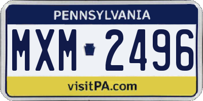 PA license plate MXM2496