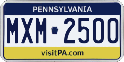 PA license plate MXM2500