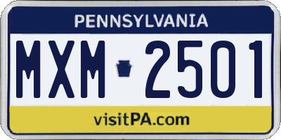 PA license plate MXM2501