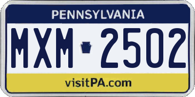PA license plate MXM2502