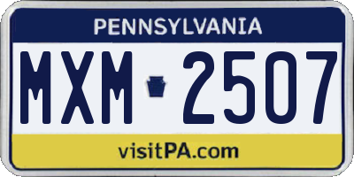 PA license plate MXM2507
