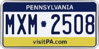 PA license plate MXM2508