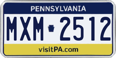 PA license plate MXM2512