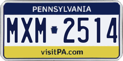 PA license plate MXM2514