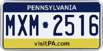 PA license plate MXM2516