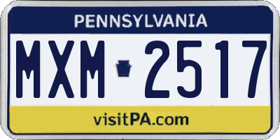 PA license plate MXM2517