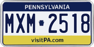 PA license plate MXM2518