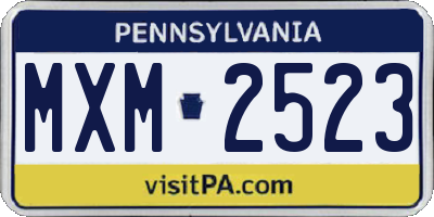 PA license plate MXM2523