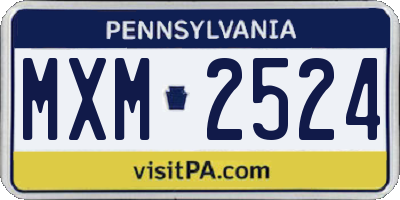 PA license plate MXM2524