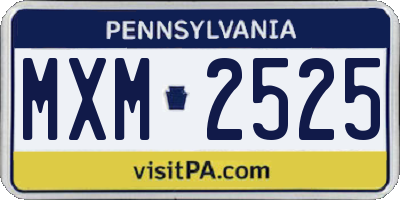 PA license plate MXM2525