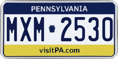 PA license plate MXM2530