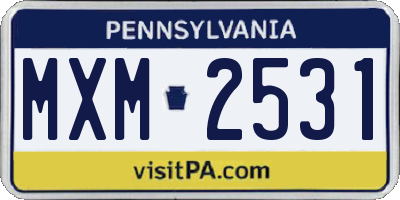 PA license plate MXM2531