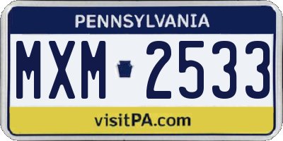 PA license plate MXM2533