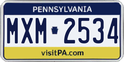 PA license plate MXM2534