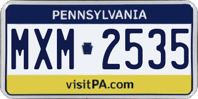 PA license plate MXM2535