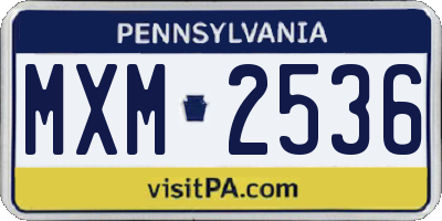 PA license plate MXM2536
