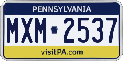 PA license plate MXM2537