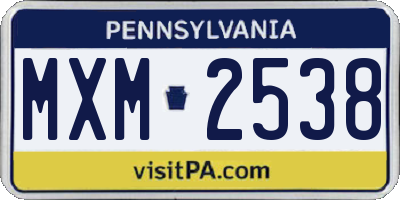PA license plate MXM2538