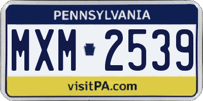 PA license plate MXM2539