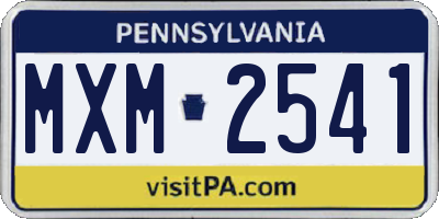 PA license plate MXM2541